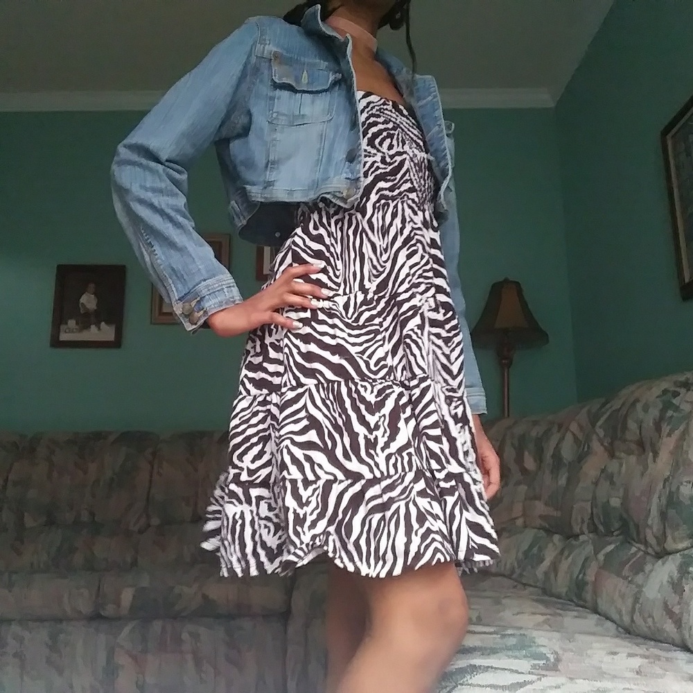Strapless Chesley Zebra Print Dress